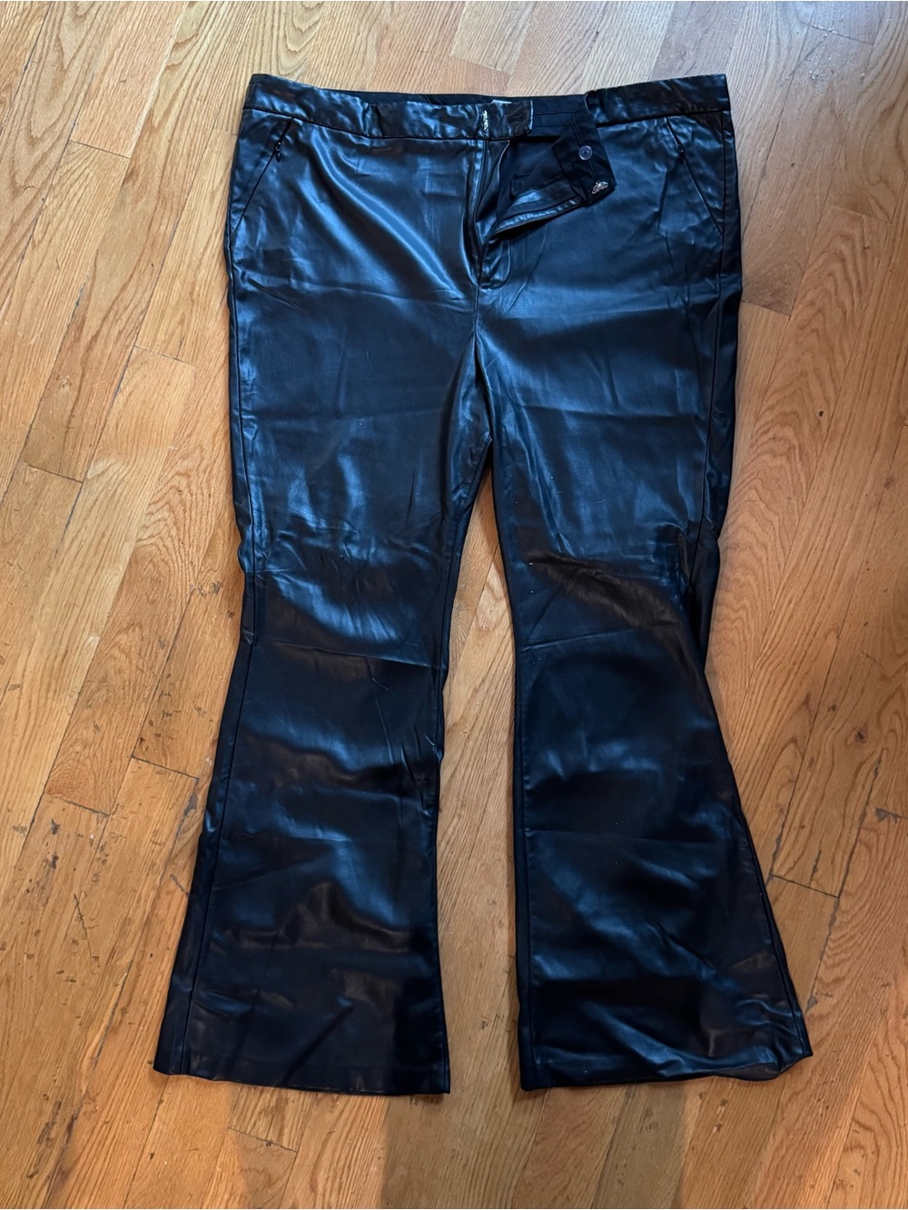 Good American good flare faux leather trousers
